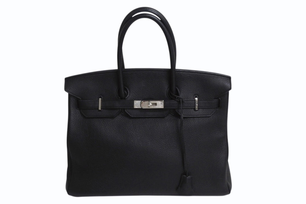 極美品 HERMES エルメス BIRKIN バーキン35 ブラック ゴールド金具 トリヨンクレマンス ハンドバッグ □N刻印 中古 4b000219