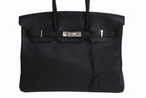 極美品 HERMES エルメス BIRKIN バーキン35 ブラック ゴールド金具 トリヨンクレマンス ハンドバッグ □N刻印 中古 4b000219