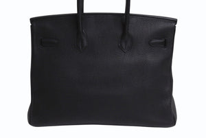 極美品 HERMES エルメス BIRKIN バーキン35 ブラック ゴールド金具 トリヨンクレマンス ハンドバッグ □N刻印 中古 4b000219