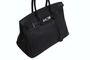 極美品 HERMES エルメス BIRKIN バーキン35 ブラック ゴールド金具 トリヨンクレマンス ハンドバッグ □N刻印 中古 4b000219