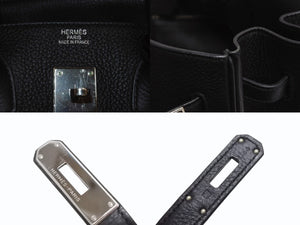 極美品 HERMES エルメス BIRKIN バーキン35 ブラック ゴールド金具 トリヨンクレマンス ハンドバッグ □N刻印 中古 4b000219