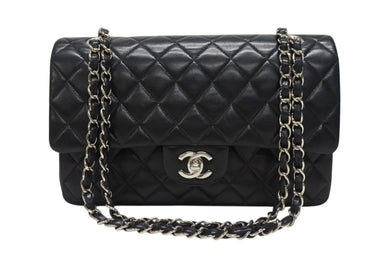 CHANEL シャネル マトラッセ25 Wフラップ Wチェーンショルダーバッグ 5番台 A1112 ラムスキン ブラック シルバー金具 美品 中古 4b004257