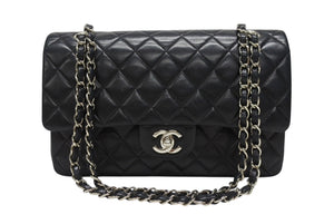 CHANEL シャネル マトラッセ25 Wフラップ Wチェーンショルダーバッグ 5番台 A1112 ラムスキン ブラック シルバー金具 美品 中古 4b004257