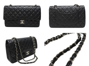 CHANEL シャネル マトラッセ25 Wフラップ Wチェーンショルダーバッグ 5番台 A1112 ラムスキン ブラック シルバー金具 美品 中古 4b004257