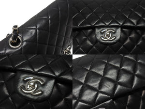 CHANEL シャネル マトラッセ25 Wフラップ Wチェーンショルダーバッグ 5番台 A1112 ラムスキン ブラック シルバー金具 美品 中古 4b004257