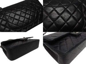 CHANEL シャネル マトラッセ25 Wフラップ Wチェーンショルダーバッグ 5番台 A1112 ラムスキン ブラック シルバー金具 美品 中古 4b004257
