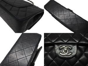 CHANEL シャネル マトラッセ25 Wフラップ Wチェーンショルダーバッグ 5番台 A1112 ラムスキン ブラック シルバー金具 美品 中古 4b004257