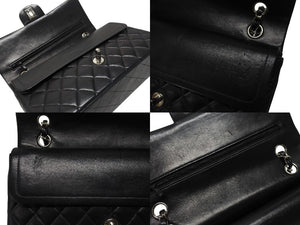 CHANEL シャネル マトラッセ25 Wフラップ Wチェーンショルダーバッグ 5番台 A1112 ラムスキン ブラック シルバー金具 美品 中古 4b004257