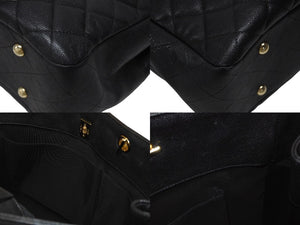 CHANEL シャネル ココマーク マトラッセライン チェーントートバッグ ラージ A91046 23番台 キャビアスキン ブラック ゴールド金具 美品 中古 4b004258