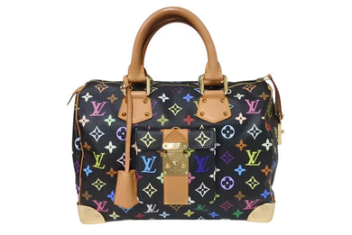 極美品 LOUIS VUITTON ルイヴィトン スピーディ30 村上隆 ハンドバッグ M92642 モノグラム マルチカラー ブラック 中古 4b004259