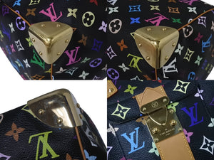 極美品 LOUIS VUITTON ルイヴィトン スピーディ30 村上隆 ハンドバッグ M92642 モノグラム マルチカラー ブラック 中古 4b004259