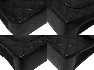 極美品 CHANEL シャネル マトラッセ30 シングルフラップ チェーン ショルダーバッグ キャビアスキン 7番台 ブラック ゴールド金具 中古 4b004260