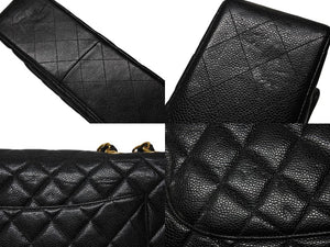 極美品 CHANEL シャネル マトラッセ30 シングルフラップ チェーン ショルダーバッグ キャビアスキン 7番台 ブラック ゴールド金具 中古 4b004260