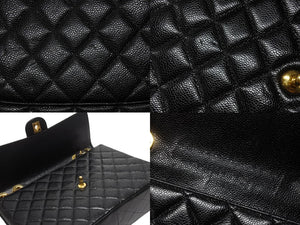 極美品 CHANEL シャネル マトラッセ30 シングルフラップ チェーン ショルダーバッグ キャビアスキン 7番台 ブラック ゴールド金具 中古 4b004260