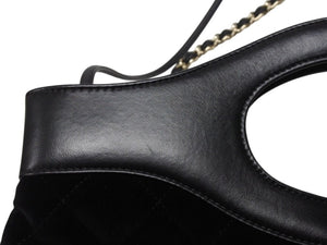 CHANEL シャネル3ココマーク シャネル31 ショルダーバッグ 28番台 ラムスキン ベルベット ブラック ゴールド金具 美品 中古 4b004261