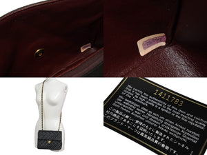 CHANEL シャネル ミニマトラッセ20 ショルダーバッグ 1番台 A01163 ブラック ラムスキン ゴールド金具 美品 中古4b004262