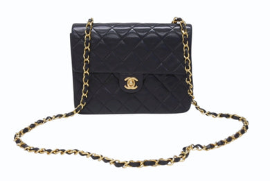 CHANEL シャネル ミニマトラッセ20 ショルダーバッグ 1番台 A01163 ブラック ラムスキン ゴールド金具 美品 中古4b004262