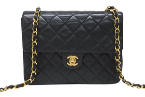 CHANEL シャネル ミニマトラッセ20 ショルダーバッグ 1番台 A01163 ブラック ラムスキン ゴールド金具 美品 中古4b004262