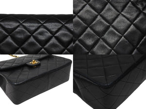 CHANEL シャネル ミニマトラッセ20 ショルダーバッグ 1番台 A01163 ブラック ラムスキン ゴールド金具 美品 中古4b004262