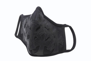 CHROME HEARTS 廃盤 クロムハーツ マスク セメタリークロス ブラックコットンレザー 美品 中古 4b004271 
