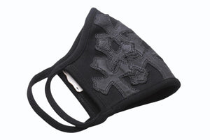 CHROME HEARTS 廃盤 クロムハーツ マスク セメタリークロス ブラックコットンレザー 美品 中古 4b004271 