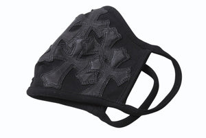 CHROME HEARTS 廃盤 クロムハーツ マスク セメタリークロス ブラックコットンレザー 美品 中古 4b004271 