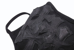 CHROME HEARTS 廃盤 クロムハーツ マスク セメタリークロス ブラックコットンレザー 美品 中古 4b004271 