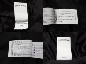 極美品 CHROME HEARTS クロムハーツ レザー ダウンジャケット サイズL クロスボール シルバー925 中古 4b004272 