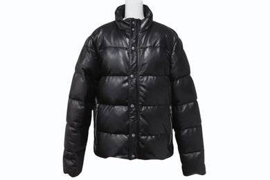極美品 CHROME HEARTS クロムハーツ レザー ダウンジャケット サイズL クロスボール シルバー925 中古 4b004272