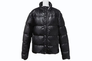 極美品 CHROME HEARTS クロムハーツ レザー ダウンジャケット サイズL クロスボール シルバー925 中古 4b004272 