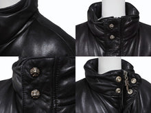 画像をギャラリービューアに読み込む, 極美品 CHROME HEARTS クロムハーツ レザー ダウンジャケット サイズL クロスボール シルバー925 中古 4b004272 