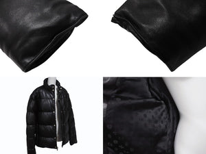 極美品 CHROME HEARTS クロムハーツ レザー ダウンジャケット サイズL クロスボール シルバー925 中古 4b004272 