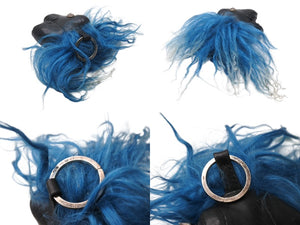 CHROME HEARTS クロムハーツ バッグチャーム ダイナソー 恐竜 クロスボールボタン キーリング レザー シルバー925 ブラック ブルー 美品 中古 4b004275 