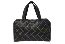 Load image into Gallery viewer, CHANEL シャネル ハンドバッグ ワイルドステッチ ブラック レザー A14692 シルバー金具 6番台 中古 4b004276