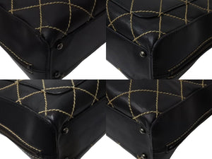 CHANEL シャネル ハンドバッグ ワイルドステッチ ブラック レザー A14692 シルバー金具 6番台 中古 4b004276