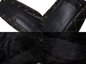 CHANEL シャネル ハンドバッグ ワイルドステッチ ブラック レザー A14692 シルバー金具 6番台 中古 4b004276