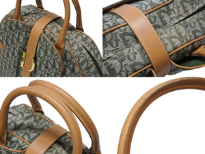極美品 Christian Dior クリスチャンディオール ダブルサドルバッグ ハンドバッグ MA-0081 トロッター柄 カーキ 中古 4b004288