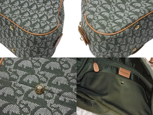 極美品 Christian Dior クリスチャンディオール ダブルサドルバッグ ハンドバッグ MA-0081 トロッター柄 カーキ 中古 4b004288