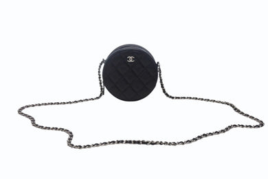 極美品 CHANEL シャネル ラウンド チェーンショルダーバッグ 30番台 ココマーク キャビアスキン ブラック シルバー金具 中古 4b004289