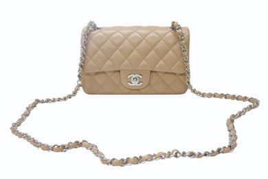 極美品 CHANEL シャネル ミニマトラッセ 20 Sフラップ Sチェーンショルダーバッグ 27番台 ココマーク カーフスキン ベージュ 中古 4b004290