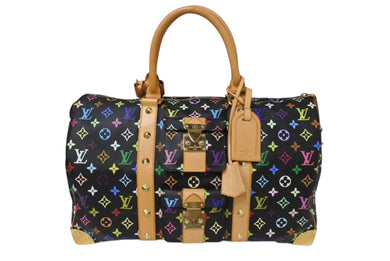 新品同様 LOUIS VUITTON ルイヴィトン キーポル 45 ボストンバッグ M92640 モノグラム マルチカラー ブラック 村上隆 中古 4b004292