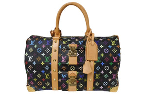 新品同様 LOUIS VUITTON ルイヴィトン キーポル 45 ボストンバッグ M92640 モノグラム マルチカラー ブラック 村上隆 中古 4b004292