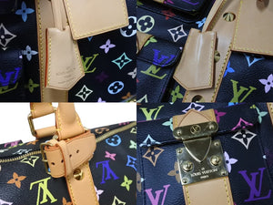 新品同様 LOUIS VUITTON ルイヴィトン キーポル 45 ボストンバッグ M92640 モノグラム マルチカラー ブラック 村上隆 中古 4b004292