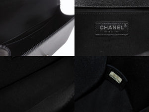 極美品 CHANEL シャネル ボーイシャネル25 フルフラップ チェーンショルダーバッグ A67086 26番台 キャビアスキン ブラック 中古 4b004294