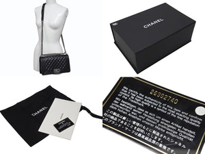 極美品 CHANEL シャネル ボーイシャネル25 フルフラップ チェーンショルダーバッグ A67086 26番台 キャビアスキン ブラック 中古 4b004294