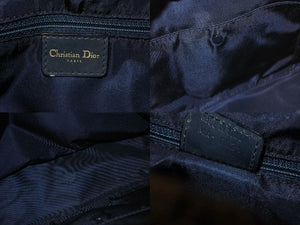 Christian Dior クリスチャンディオール ダブルサドルバッグ ハンドバッグ MA-0024 トロッター柄 ネイビー 良品 中古 4b004296