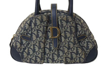 Load image into Gallery viewer, Christian Dior クリスチャンディオール ダブルサドルバッグ ハンドバッグ MA-0024 トロッター柄 ネイビー 良品 中古 4b004296