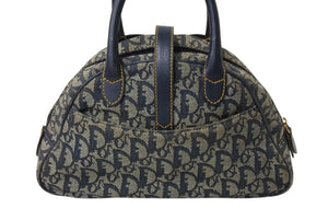 Christian Dior クリスチャンディオール ダブルサドルバッグ ハンドバッグ MA-0024 トロッター柄 ネイビー 良品 中古 4b004296