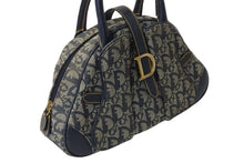Load image into Gallery viewer, Christian Dior クリスチャンディオール ダブルサドルバッグ ハンドバッグ MA-0024 トロッター柄 ネイビー 良品 中古 4b004296