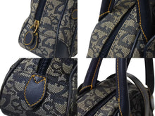 Load image into Gallery viewer, Christian Dior クリスチャンディオール ダブルサドルバッグ ハンドバッグ MA-0024 トロッター柄 ネイビー 良品 中古 4b004296